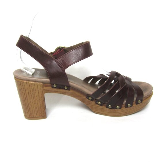 Dansko Dawson 41 US 10.5 11 Reddish Brown Vintage Ruby Platform Sandals Heels - Picture 4 of 12